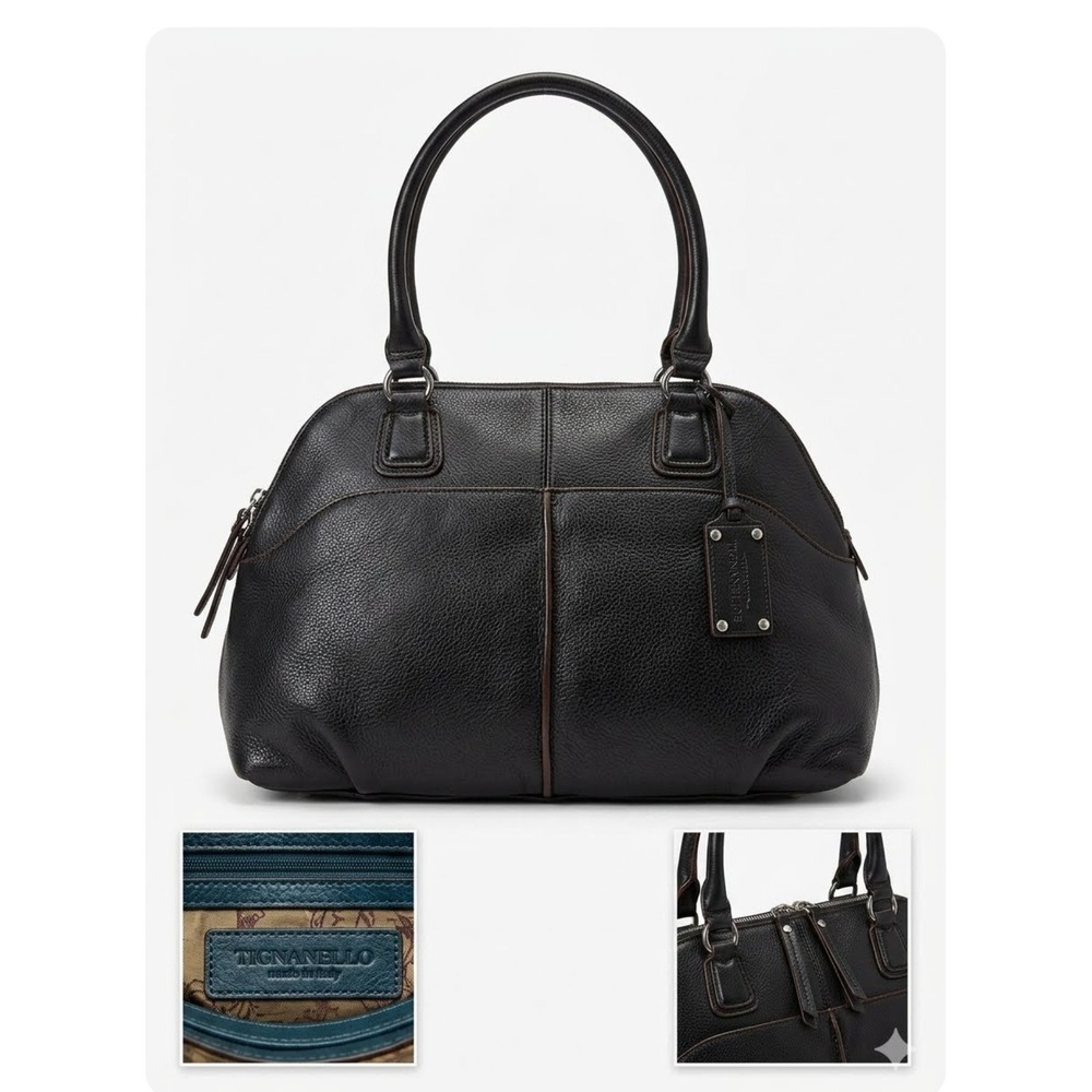 Tignanello Hobo Pebbled Leather Pocket Purse - Shoulder Bag Medium Black